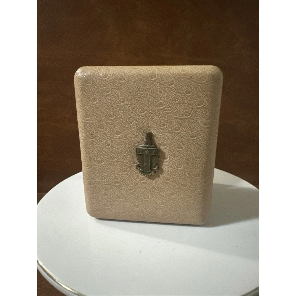Vintage 1940s 1950s Ostrich Leather Photo Case Red Velvet With Emblem